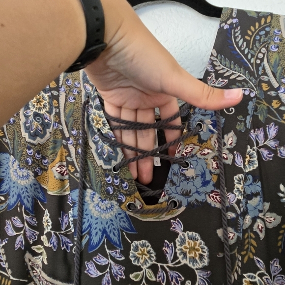 Free People S Rain or Shine Gray Print Mini Dress - Picture 3 of 9